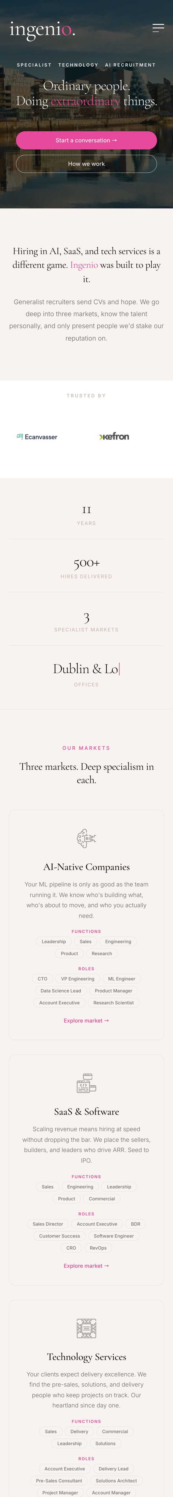 Ingenio Global website on mobile